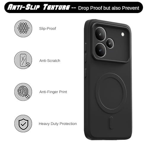 Image of Back Cover Compatible for Realme P4 Pro 5G | MagFit Ring Design (Non-Magnetic) | Shockproof | Anti-Slip Grip | Raised Camera Edges | Slim Protective Case for Realme P4 Pro 5G (Matte Black)