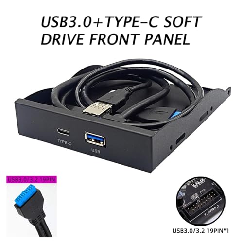 CHENZILIN 2 Ports 5Gbps Front Panel USB3.0 + TypeC for 5.25inch Computer Chassis Hard Drive Installation