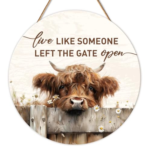 Highland Cow Decor Farmhouse Western Animal Wooden...