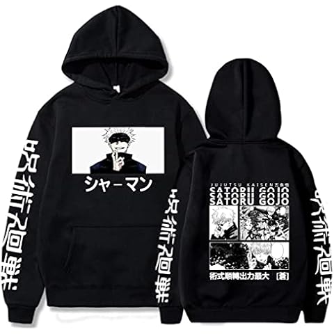 Symish Anime Gojo Satoru 3D Printed Hoodies Unisex Sweatshirt with Front Pocket Pullover for Men,Black/4XL Cover