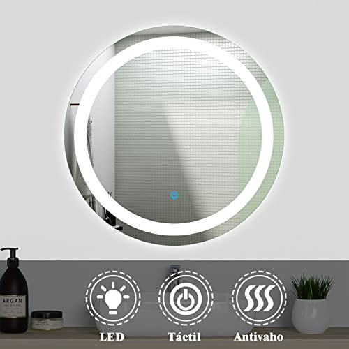 Espejo-de-bano-Redond-con-Interruptor-Tactil-Espejo-de-Bano-LED-Blanco-Frio-6000k-Espejo-Antivaho-para-Bano-Diametro-60-cm-Aro-de-Luz-Interior