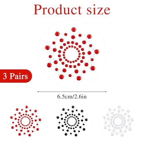 2 Pairs/3 Pairs Fun Crystal Rhinestone Breast Nipple Covers, Pasty Diamond Reusable Rave Halloween Tassel Stickers Gift2