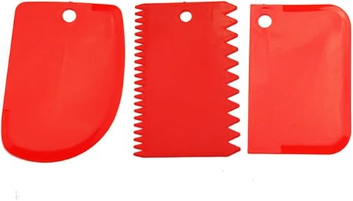 3 raspadores de plástico para crema para tartas, bordes lisos y dentados, raspadores de masa de plástico de grado alimenticio, multiusos, ligeros,