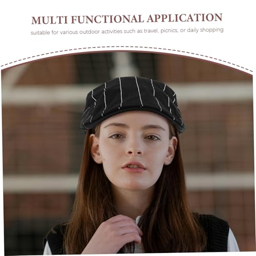 Homoyoyo Cotton Beret Cap - Women Vintage Flat Hat Breathable Beach Beanie Hat for Spring Summer Casual Outings and Picnics Activities Black3
