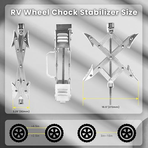 X-Shaped RV Wheel Chock 3.25"-10.5" Camper Tire Stabilizer, Scissor Locking Pair