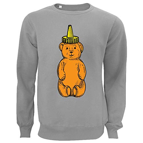 Pull ours en miel gris S - Vêtement unisexe molletonné col rond mode urbaine