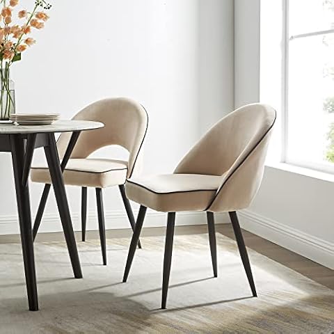 Oakley Set of 2 Velvet Upholstered Dining Chairs (Champagne) Cover