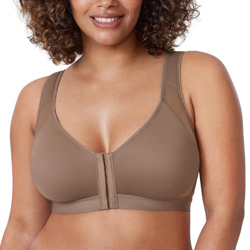 Image of DELIMIRA Women's Front Closure Posture Wireless Back Support Full Coverage Bra