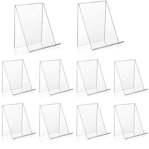 Supporto per Libri Trasparente in Acrilico 10 Pezzi Espositore Plexiglass per Libri Espositore Libri da Tavolo per Cucina Ristorante Bar Poster Menù Biblioteca Scolastica (10x11,5x13cm
