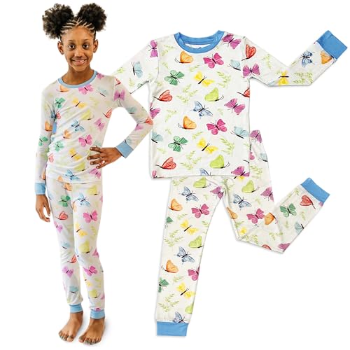 Buttery Soft Pajamas for Kids - Viscose From Bamboo Pjs - Styled By Kardashians - Blossom Butterfly Pajamas for Girls - Main Image