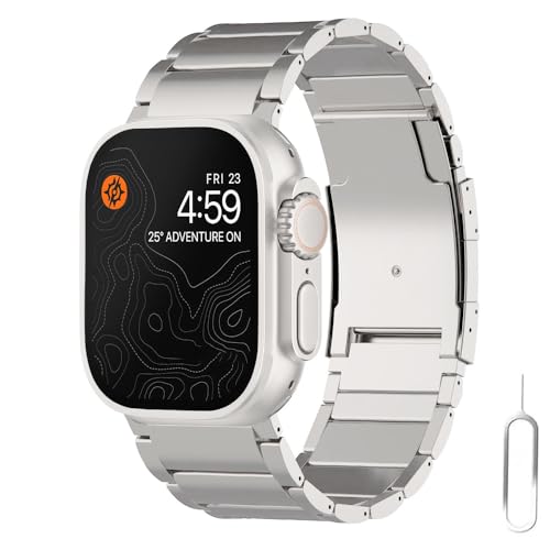 synsing コンパチブル for Apple watch バンド チタニウム チタン製互?ベルト series Ultra3/Ultra2/Ultra/10/9/8/7/6/5/4/3/2/1対応 38mm 40mm 41mm 42mm 44mm 45