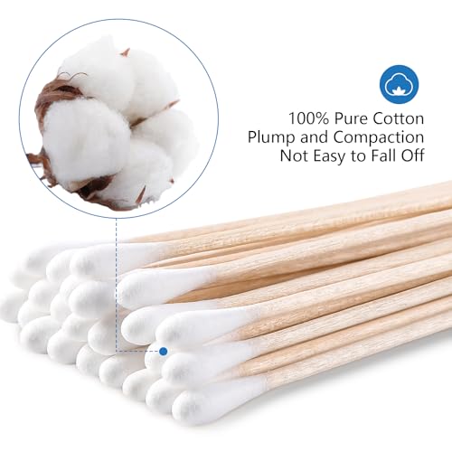 jmu 6 inch sterile cotton tipped applicators 200 count long cotton swabs wood shaft medical swabs