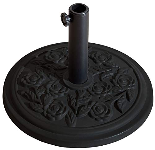 Trans Continental Group Ltd Suntime 9.5kg Cast Iron Effect Patterned Rose Design Patio Garden Parasol Base Black