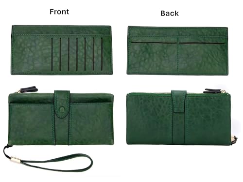 Women Vegan Leather Wristlet Wallet Clutch. Large capacity 20 Credit Card Holder 2 ID Photo window Coin Purse (Burgundy)3