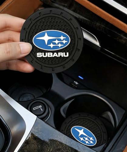 Image of Black Silicone Car Coasters for Subaru Series Series Non-Slip Car Cup Holder Coasters,Car Interior Accessory for Car Cup Holder 2.75IN 2Pack