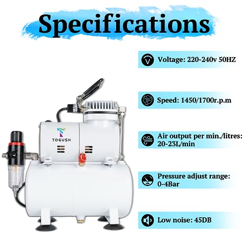 Image of Airbrush Compressor with Tank Regulator,Water Trap,220-240V 50HZ EU Plug Portable Air Compressor with Holder