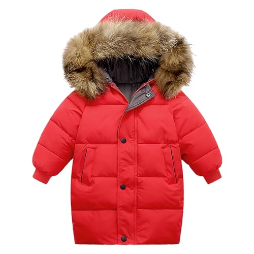 Girls Winter Puffer Coat Faux Fur Hooded Zip Up Jacket Casual Thick Warm Winter Long Outerwear Clothes Snowsuit Coats