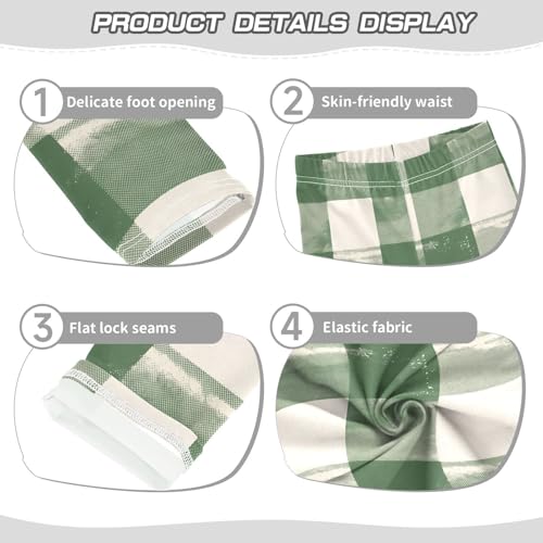 KLL Buffalo Plaid Green Toddler Girls' Cotton Pants Fashion Full Length Workout Pants Running3