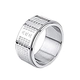 OAKKY Men's 11MM Stainless Steel Vintage Chinese Buddhist Engraved Great Compassion Mantra Rotatable...