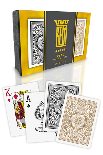 KEM Arrow Black and Gold Plastic Playing Cards - Jumbo Index Poker Size Premium Casino Grade - 2 Decks