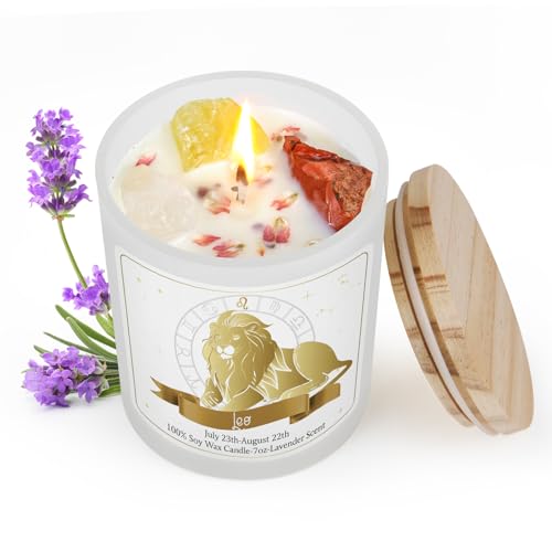 Leo Gifts for Women,Zodiac Scented Candles with Crystals and Healing Stones,Leo Gifts for Birthday,Graduation,Retirement,Meditation Yoga.Best Gift for Her,Mom,Sister,Teacher,Friends