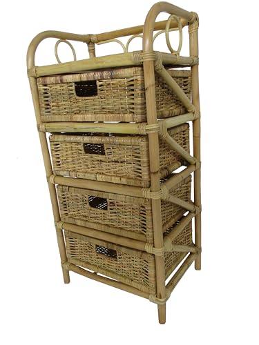 fantasie d oriente CASSETTIERA Rattan 4 CASSETTI 45X35X92H Naturale Vimini