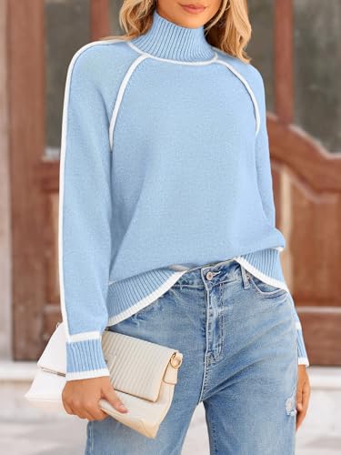 NALANISA Womens Turtleneck Chunky Sweaters Trendy 2025 Casual Long Sleeve Color Block Cute Pullover Sweater Tops Fall Clothes3