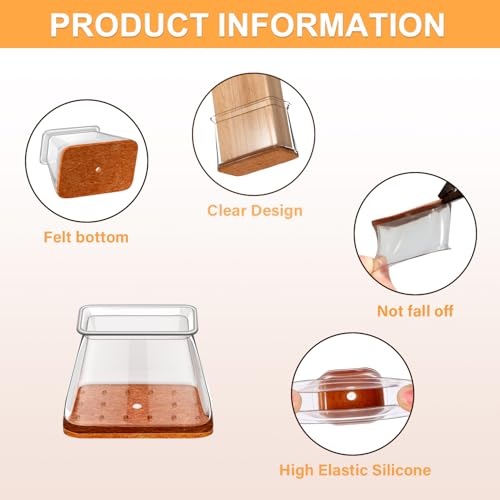 Image of 20 PCS Chair Leg Floor Protectors, Silicone Chair Leg Caps, Rectangular Covers for Hardwood, Protect Wooden Floors from Scratches and Noise Reduction-Medium(Fit:Length 28-38mm, Width 19-25mm)