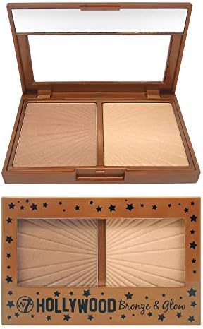 W7 Hollywood Bronze & Glow - Pressed Powder Duo Shimmer Bronzer & Highlighter - Contouring & Highlighting Vegan Makeup
