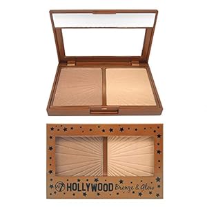 W7-Hollywood-Bronze-Glow-Duo-Compact-2-in-1-Bronzing-and-Highlighting-Pressed-Powder-Color-Champagne-Gold-Highlighter-and-Shimmering-Bronzer-Cruelty-Free-Vegan-Face-Makeup W7 Hollywood Bronze & Glow - Pressed Powder Duo Shimmer Bronzer & Highlighter - Contouring & Highlighting Vegan Makeup