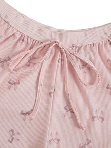 Image of MakeMeChic Women's Pajama Bottoms Floral Print Tie Front Micro Short Side Slit Summer Lounge Shorts