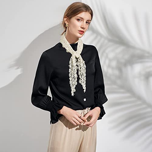 GERINLY Elegant Lace Crochet Neck Scarf Solid Color Triangle Shoulder Wrap For Women3