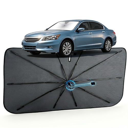 Image of Car Windshield Sun Shade for Honda Accord 2003-2012 - Reflective Coated Fabric Sunshade Umbrella for Front Window, UV Protection Heat Shield Sun Blocker Heat Reflector, 1:1 Exact Fit Keep Car Cool