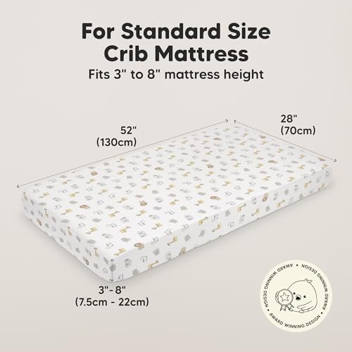 Image of KeaBabies 2-Pack Baby Crib Sheets for Boys, Girls, 52x28 Fitted (KeaSafari) | Viscose Derived from Bamboo, Toddler Bed Sheets Neutral, Fitted Crib Mattress Sheet for Standard Baby Bedding, Soft, Cozy