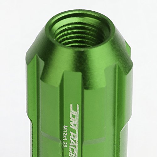 Image of DNA MOTORING LN-ZTL-9025-125-GN 20Pcs M12 x 1.25 Open End Style Wheel Lug Nuts w /Deep Drive Extension Adapter, 24mm OD /50mm H, Green