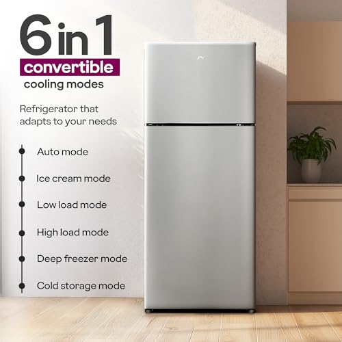 Image of Godrej 223 L 3 Star, with 5 Years Comprehensive Warranty, 6-In-1 Freezer Convertible, 30 Days Farm Freshness, Inverter Double Door Refrigerator (RF EON 244CN RCIF ST RH, Steel Rush)