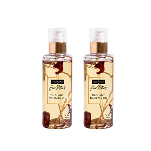 Image of Kapiva Tulsi Anti-Hair Fall Oil (200 ml) | Visible Results in 2 Months | 100% Ayurvedic With Tulsi-Based Actives - Pack of 2