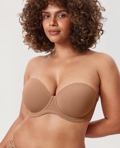 Image of DELIMIRA Women's Lightly Padded Plus Size Strapless Bras | Full Coverage, Underwire, for Large Breasts, Multiway Bra