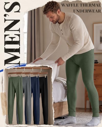 Baggyfly 4 Pack Men's Waffle Thermal Underwear, 4-Color, Medium - 3
