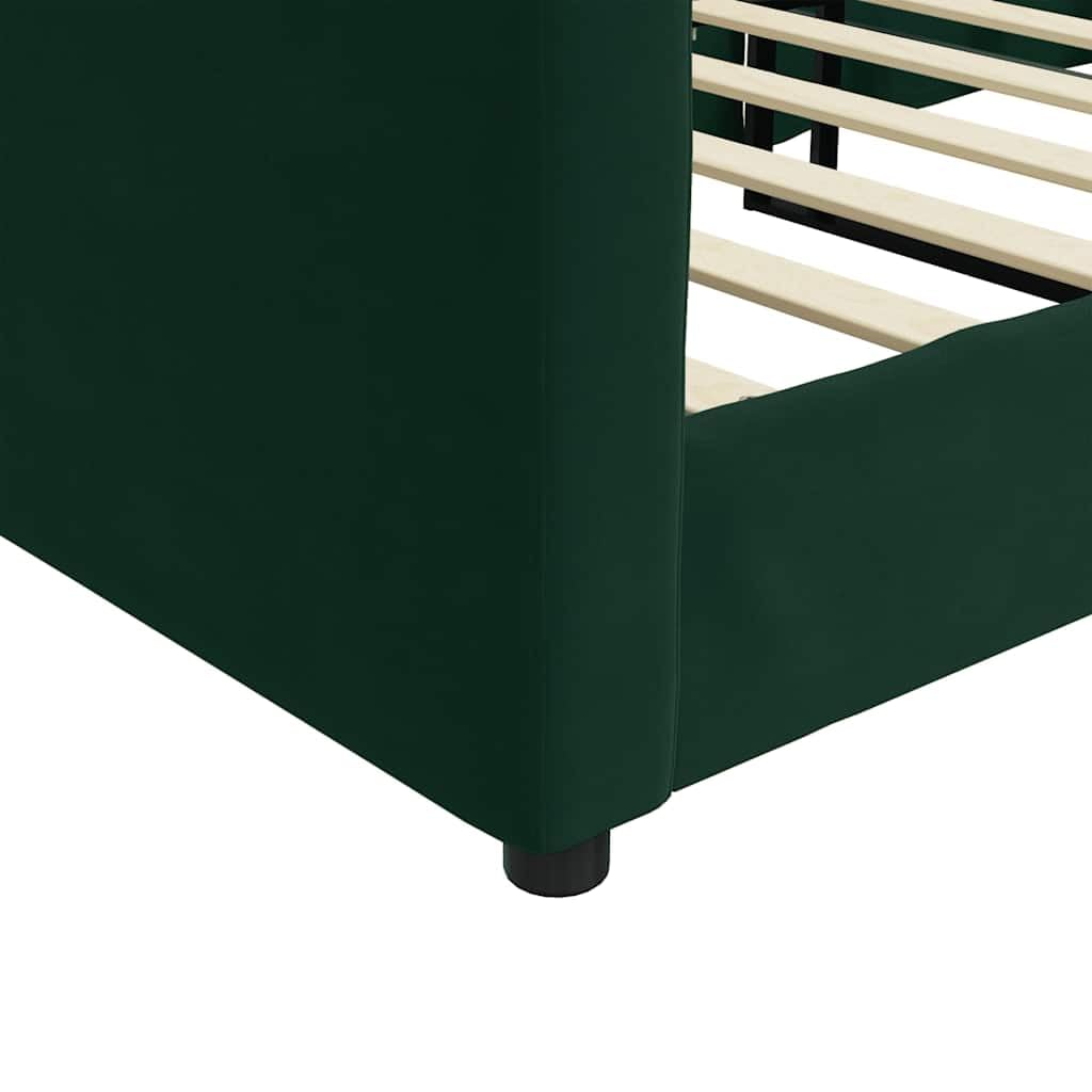 Velluto Trasformabile 2 in 1 Divano Letto Verde Scuro 90x200 cm
