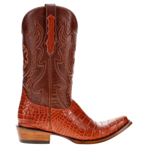 Image of Vaccari Men's Travis Genuine American Alligator Belly Leather Western Cowboy Boots