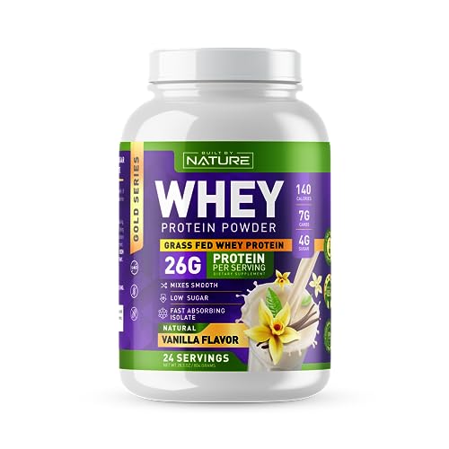 Whey Protein Powder - 100% Pure Whey Shake with Whey Isolate, 26g Protein, No Bloating, Mixes Smooth, No Clumps or Chunks - High Protein, Low Sugar Drink - Natural Vanilla Flavor - 24 Servings