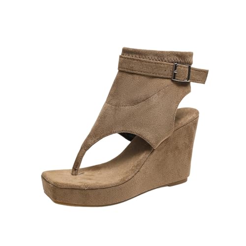 Chaussures femme sandales compensées confortables à boucle et talon épais pour soirée