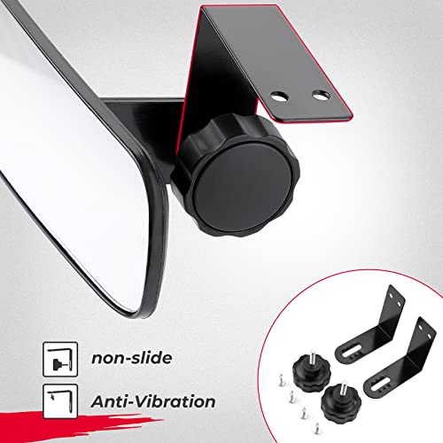 Kemimoto Golf Cart Rear View Mirror, 16.5" Panoramic Rearview Mirror Compatible With Club Car, Ezgo, Drive, Skid Steer Without Vibration & Fall Off, Black #TOP4