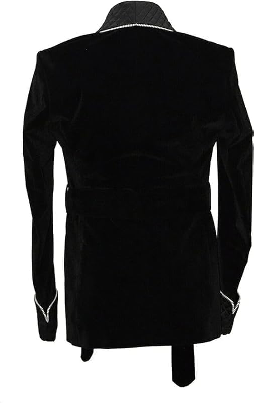 Smoking Jacket, Men Double Breasted Luxury Velvet Black Cigar Blazer for Dinner,Party,Wedding,Hosting,All Ocasion3