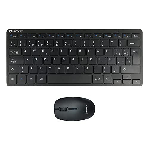 UNYKAch Kit Mini Teclado y Ratón Inalámbricos MK288 Pro Nano USB Wireless 2.4 GHz, 79 Teclas Membrana, 1200 dpi, Silencioso, Ergonómico, Windows, Mac, Android, Linux