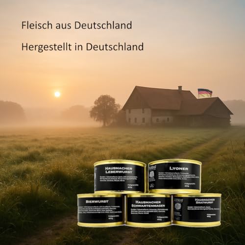 Hausmacher Leberwurst 400g, Premium Wurstkonserve aus Handarbeit, 400g, Ungekühlt Haltbar