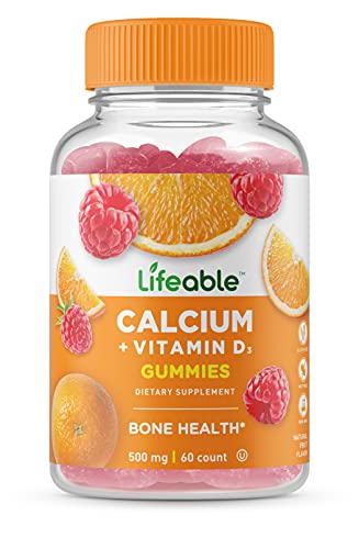 Lifeable Calcium with Vitamin D Gummies â€“ Great Tasting Natural Flavor Vitamin Supplement â€“ Gluten Free GMO-Free Chewable â€“ for Adults, Man and Women â€“ 60 Gummies