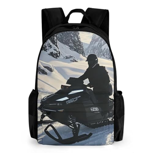 Snowmobile Laptop Backpack - Waterproof Daypack Lightweight Bookbag for Office Outdoor Travel 16 Inch