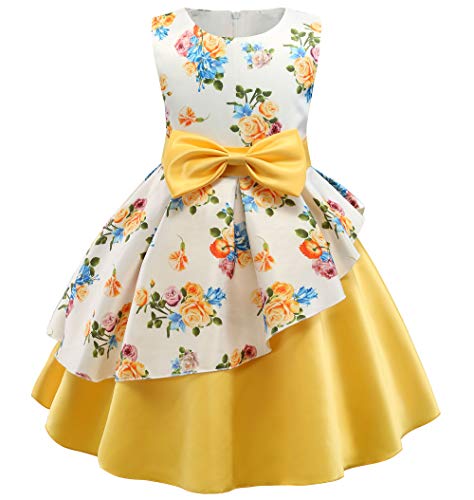 CMMCHAAH 2-9 Years Flower Girls Dresses Toddler Floral Print Dress